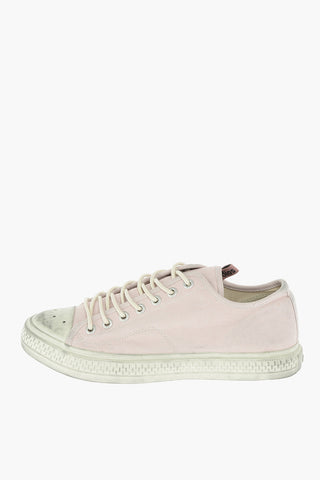 Sneakers in Tela Allacciate Effetto Vissuto