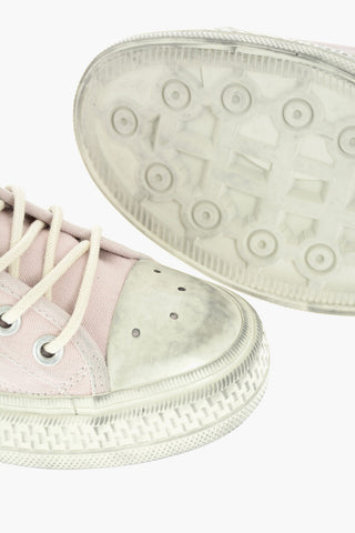 Sneakers in Tela Allacciate Effetto Vissuto
