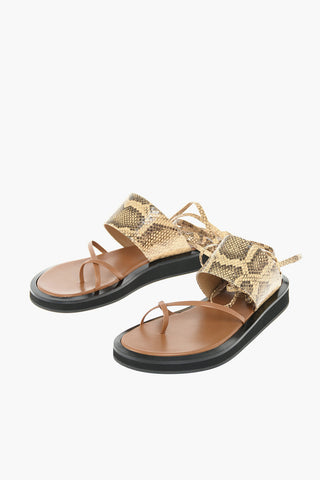 Python Printed Leather BROOKLYN Lace-up Sandals