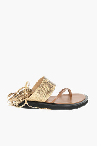 Python Printed Leather BROOKLYN Lace-up Sandals