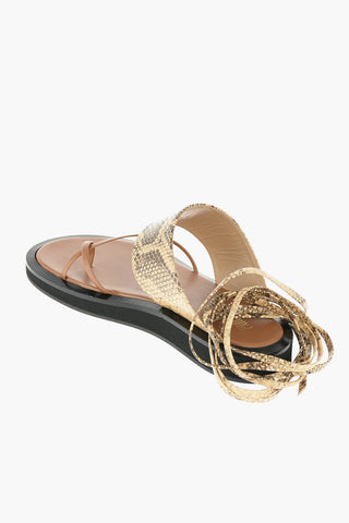 Python Printed Leather BROOKLYN Lace-up Sandals