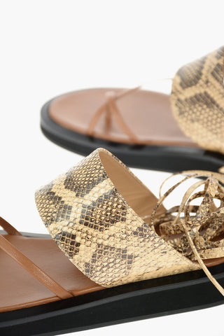Python Printed Leather BROOKLYN Lace-up Sandals