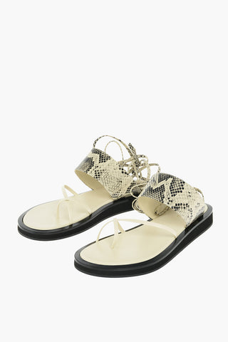 Python Printed Leather BROOKLYN Lace-up Sandals