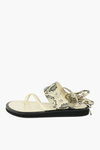 Python Printed Leather BROOKLYN Lace-up Sandals