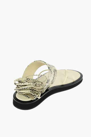 Python Printed Leather BROOKLYN Lace-up Sandals