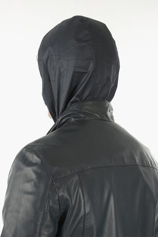 ID Leather Jacket with Foldable Hood