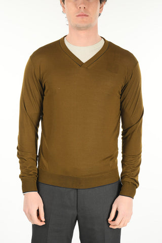 Maglia in Lana Vergine con Collo a V