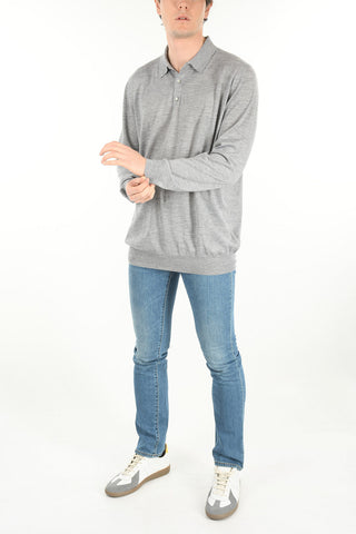 Polo a Maniche Lunghe in Misto Cashmere