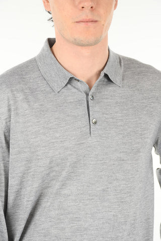 Polo a Maniche Lunghe in Misto Cashmere