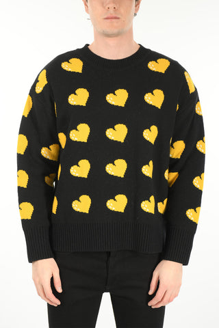 Roundneck Sweater with Hearts Pattern