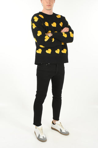 Roundneck Sweater with Hearts Pattern