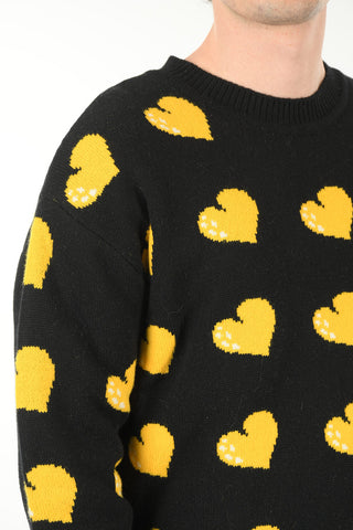 Roundneck Sweater with Hearts Pattern
