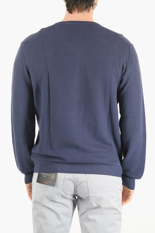 Maglia in Cotone a Nido d'Ape con Collo a V