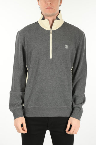 Mock Neck Nylon Detail Sweatshirt