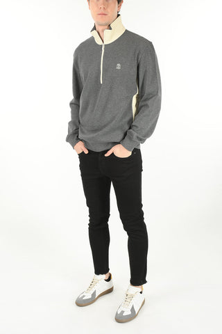 Mock Neck Nylon Detail Sweatshirt