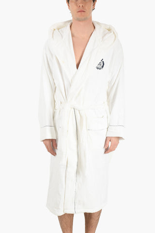 ID Embroidered Logo Hooded Cotton Bathrobe