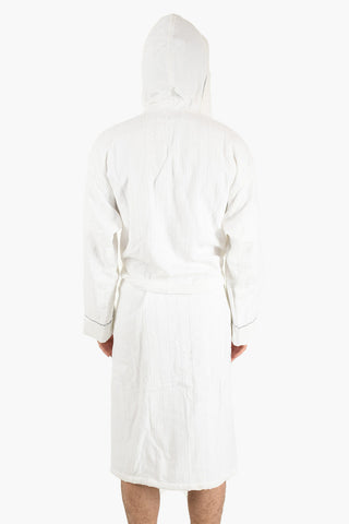 ID Embroidered Logo Hooded Cotton Bathrobe
