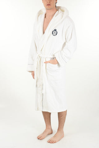 ID Embroidered Logo Hooded Cotton Bathrobe