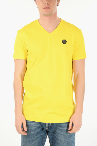 T-Shirt ALLOVER SKULL in Cotone con Collo a V