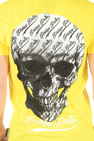 T-Shirt ALLOVER SKULL in Cotone con Collo a V