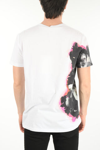 Crew Neck INK FLOWER Cotton T-Shirt