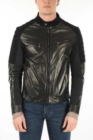Leather Biker Jacket with Tech Textile Inserts