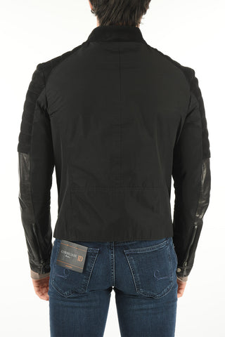 Leather Biker Jacket with Tech Textile Inserts