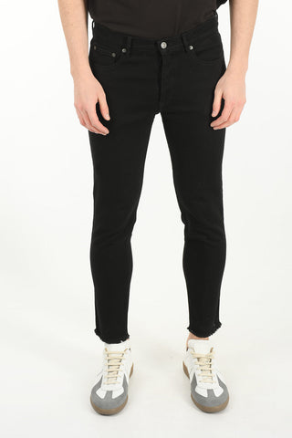 Pantaloni 5 Tasche in Cotone Stretch con Fondo a Taglio Vivo