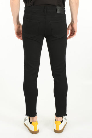 Pantaloni 5 Tasche in Cotone Stretch con Fondo a Taglio Vivo
