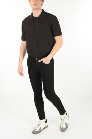 Pantaloni 5 Tasche in Cotone Stretch con Fondo a Taglio Vivo