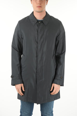Hidden Buttoning Half-lined Silk Windbreaker