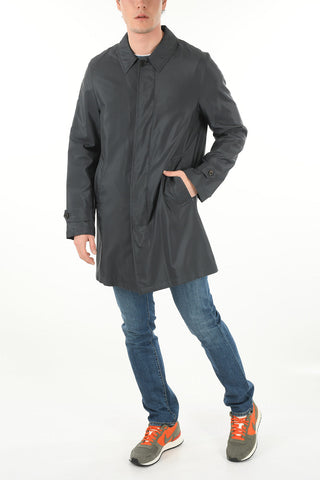 Hidden Buttoning Half-lined Silk Windbreaker