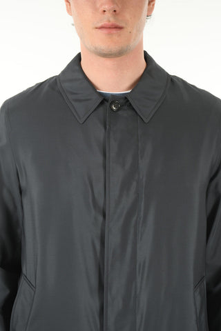 Hidden Buttoning Half-lined Silk Windbreaker