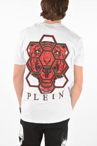 HOMME EST.1978 back printed EXAGON TIGER  v-neck t-shirt