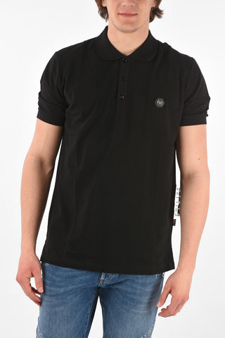 HOMME back skull printed 3 buttons polo shirt