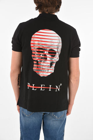 HOMME back skull printed 3 buttons polo shirt