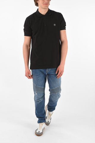 HOMME back skull printed 3 buttons polo shirt
