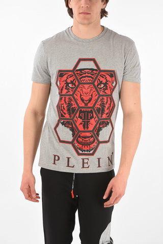 HOMME tiger printed crew-neck t-shirt