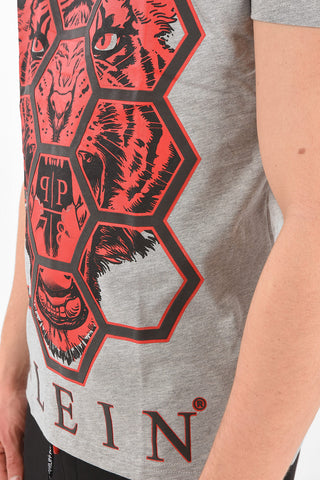 HOMME tiger printed crew-neck t-shirt