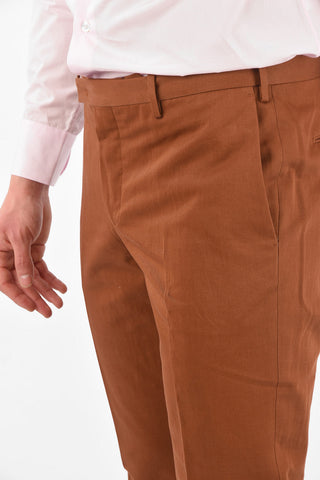 pantaloni chinos in cotone e lino skinny fit