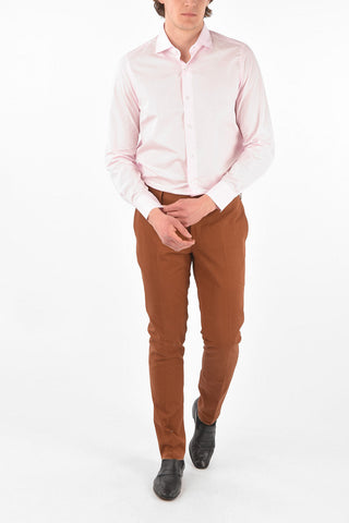 pantaloni chinos in cotone e lino skinny fit