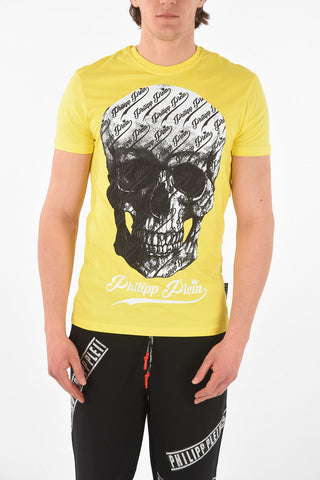HOMME cotton ALLOVER SKULL crew-neck T-Shirt