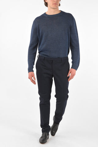 pantaloni chinos in cotone e lino skinny fit