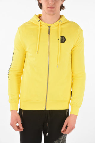 HOMME Hooded ALLOVER SKULL Sweatshirt with Zip Closure
