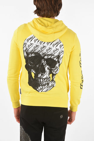 HOMME Hooded ALLOVER SKULL Sweatshirt with Zip Closure