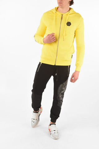 HOMME Hooded ALLOVER SKULL Sweatshirt with Zip Closure