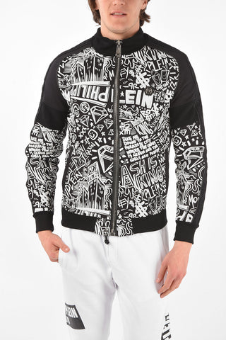 HOMME Full Zip GRAFFITI Biker Bomber Jacket