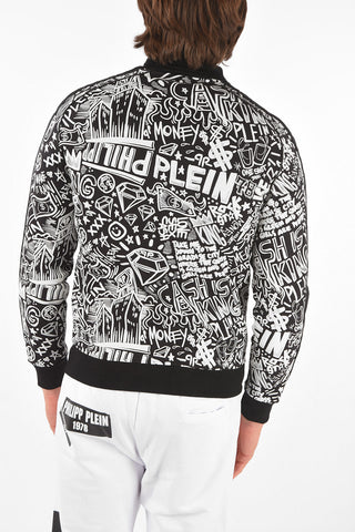HOMME Full Zip GRAFFITI Biker Bomber Jacket