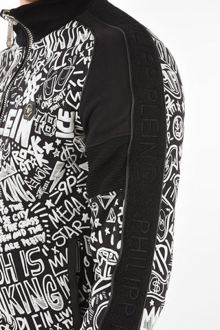 HOMME Full Zip GRAFFITI Biker Bomber Jacket