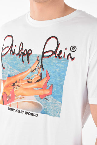 PLATINUM CUT EST.1978 rhinestone TONY KELLY crew-neck T-Shirt
